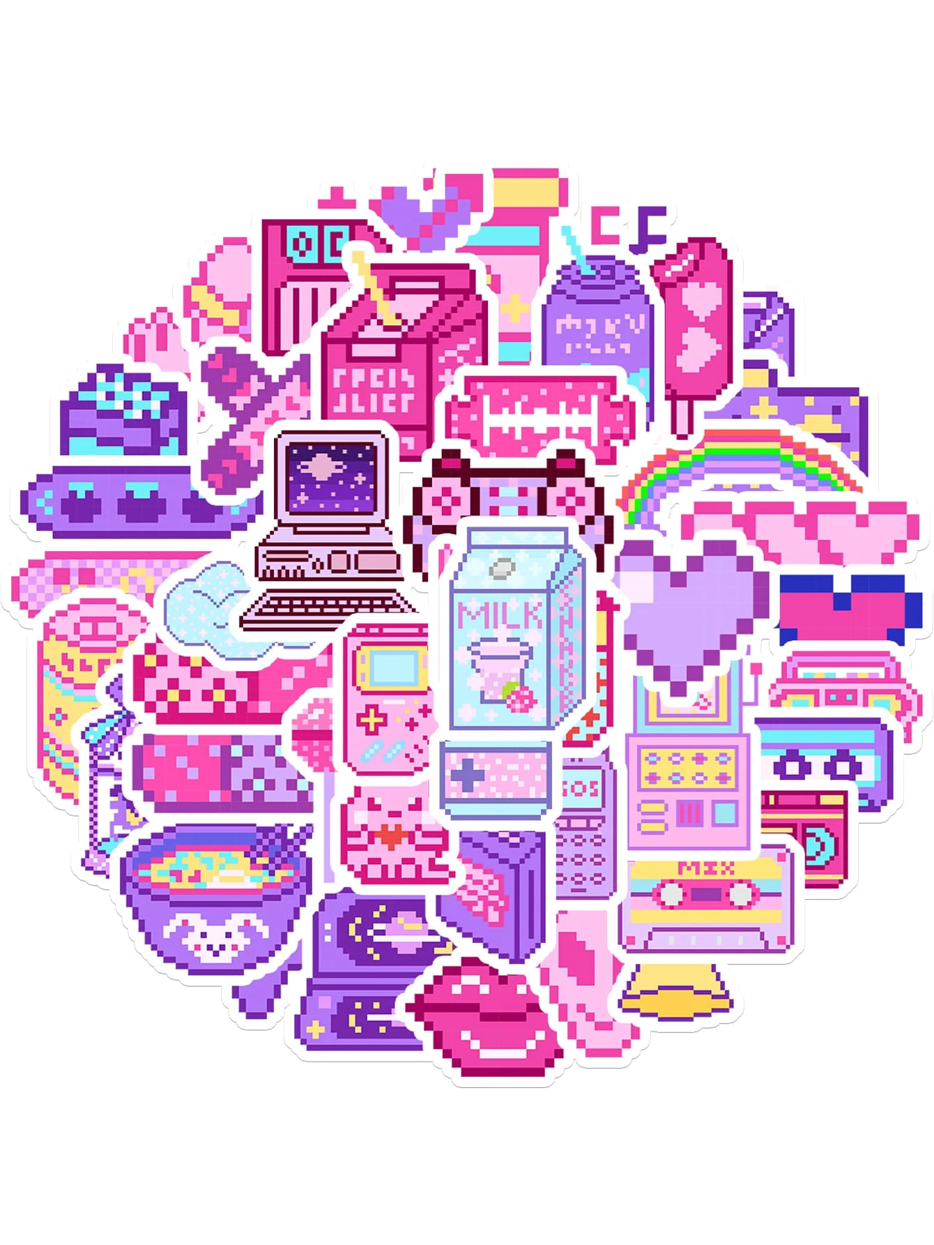 48入組卡通圖案貼紙 - 彩色 - 查看 1