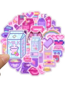 48入組卡通圖案貼紙 - 彩色 - 查看 2