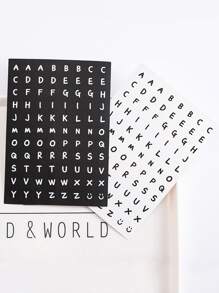 2入組字母圖案貼紙 - 黑與白 - 查看 1