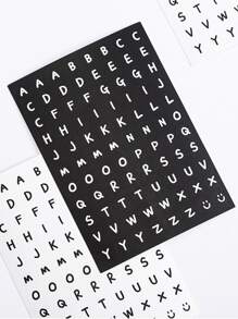 2入組字母圖案貼紙 - 黑與白 - 查看 3