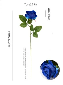 6入組/套塑料人造花家庭派對用浪漫仿真花 - 藍色 - 查看 2