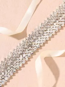 Cinto de noiva com decoração em strass. Acessórios para o Dia dos Namorados. - Bege - Ver 2