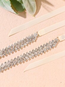 Cinto de noiva com decoração em strass. Acessórios para o Dia dos Namorados. - Bege - Ver 3