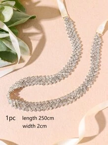 Cinto de noiva com decoração em strass. Acessórios para o Dia dos Namorados. - Bege - Ver 4