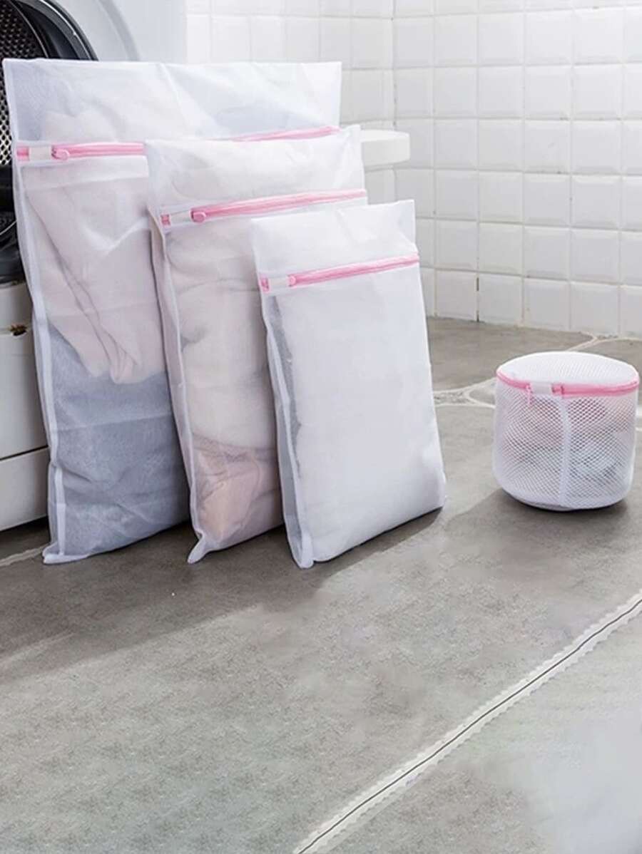 blanco Bolsa de lavandería poliéster Bolsa de lavandería de malla Set para casa - Multicolor - Ver 1