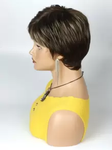 短直筒人造假髮帶劉海 - 間色 - 查看 4