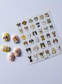 1张狗狗图案美甲贴纸 DIY美甲用品 - 彩色 - 查看 2