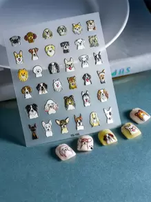 1张狗狗图案美甲贴纸 DIY美甲用品 - 彩色 - 查看 4