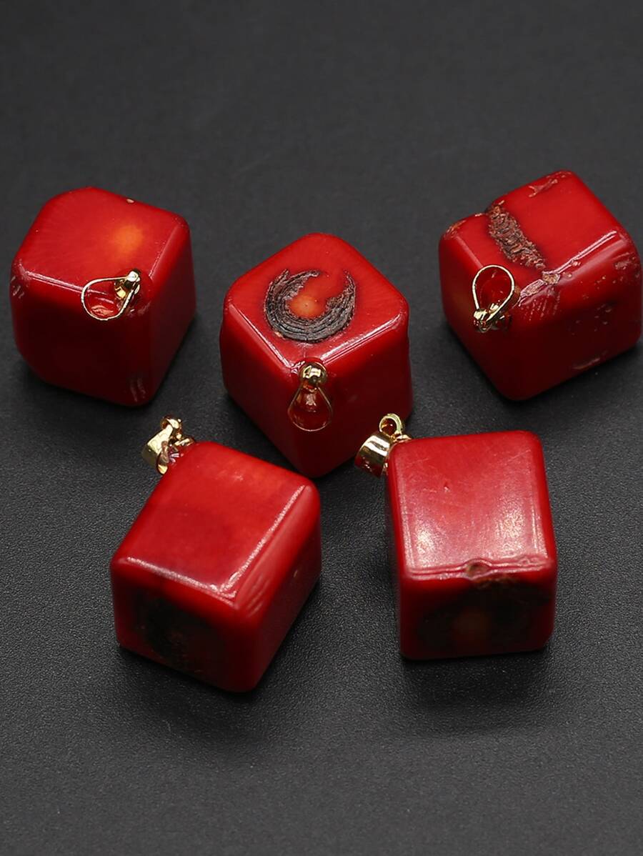 5pcs/set Cube DIY Pendant - Red - View 1