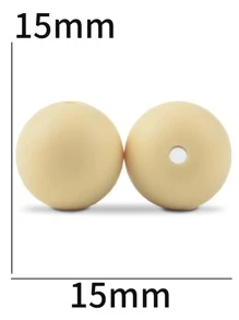 100入組/套15mmDIY矽膠珠子 - 米色 - 查看 3