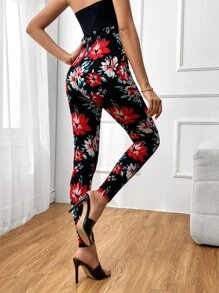SHEIN Unity 印花紙袋腰前繫帶緊身褲 - 彩色 - 查看 2