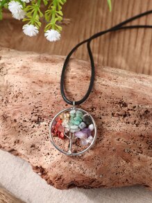 Collar con diseño de árbol colgante de redondo - Multicolor - Ver 2