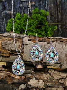 TopHanqi Bộ 3 Bông tai & Vòng cổ Phong cách Kỳ nghỉ Bohemian Nhiều màu sắc Vintage dành cho Nữ - Nhiều màu - Xem 1