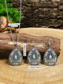 TopHanqi Bộ 3 Bông tai & Vòng cổ Phong cách Kỳ nghỉ Bohemian Nhiều màu sắc Vintage dành cho Nữ - Nhiều màu - Xem 8