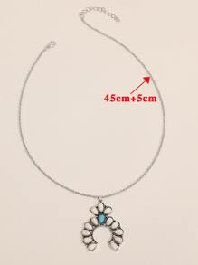 Turquoise Water-drop Decor Geometric Pendant Necklace - Multicolor - View 4