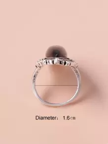 1入組鋅合金古董銀鍍誇張黑色長款戒指,情侶人造寶石戒指 - 黑色 - 查看 3