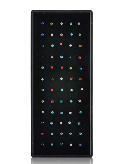 60 piezas/set Perno de nariz de decoración de diamantes de imitación de Color aleatorio, Piercing Popular de acero inoxidable, joyería para el cuerpo, regalo para mujeres y hombres, joyería de acero inoxidable