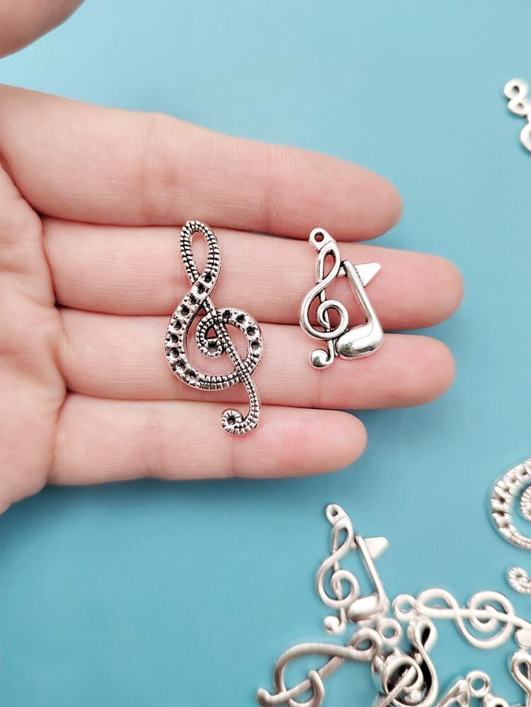 22pcs Mixed Antique Silver Music Note Zinc Alloy Pendant For Jewelry Making DIY Accessories