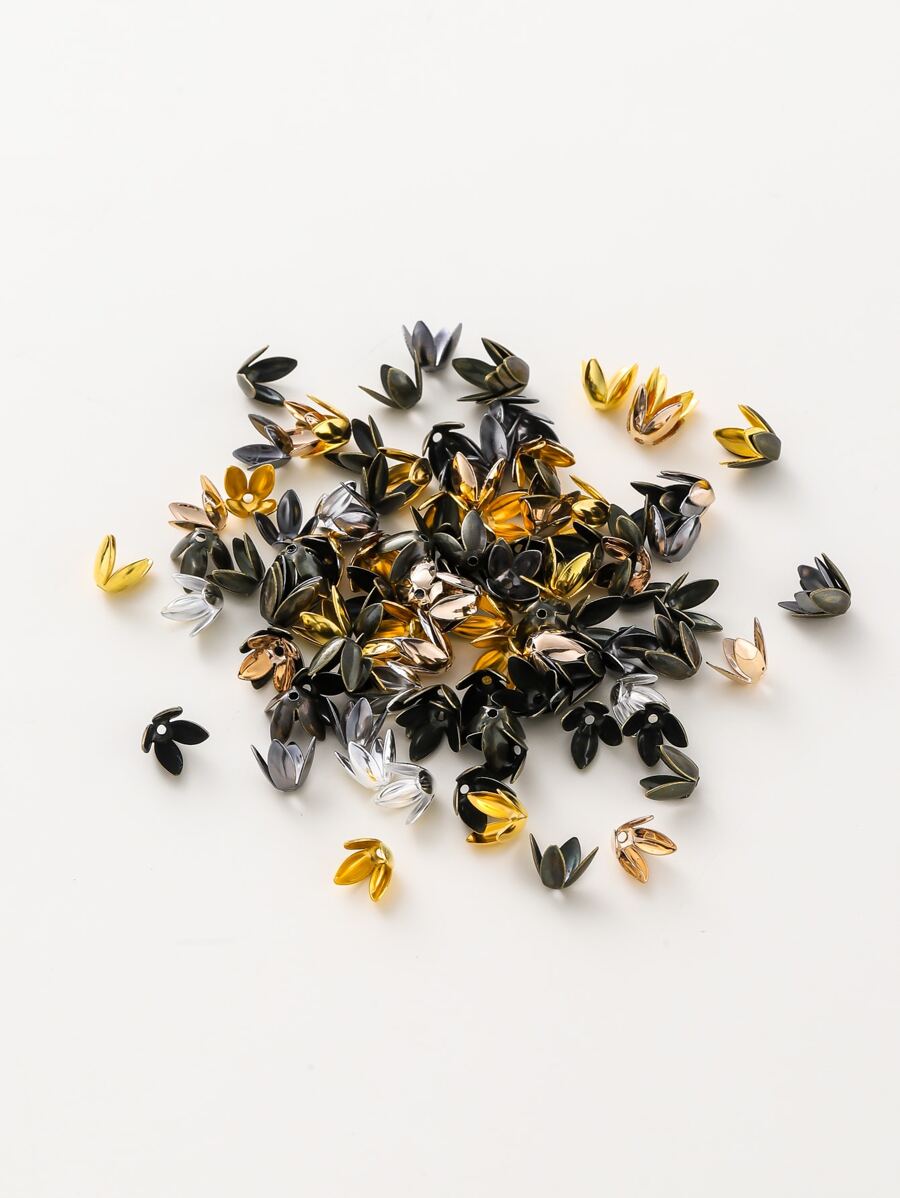 100pcs/lot Flower Metal Petal Bead Caps Four Leaves Bead Cups For Jewelry Making - Multicolor - View 1