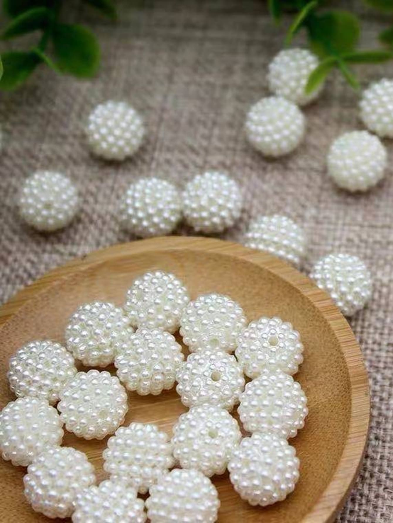 50 Piezas/set De Cuentas De Diseño De Bola De Perlas Falsas Para Manualidades - Blanco - Ver 1