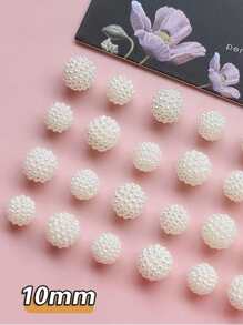 50 Piezas/set De Cuentas De Diseño De Bola De Perlas Falsas Para Manualidades - Blanco - Ver 3