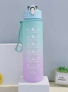 1入組750ml水瓶,現代漸變色字母圖案飲水瓶適用於家庭和旅行,返校用品 - 青碧色 - 查看 3