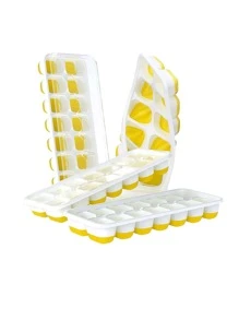 1入組矽膠冰塊模具家用極簡雙色冰格 - 黃色 - 查看 3