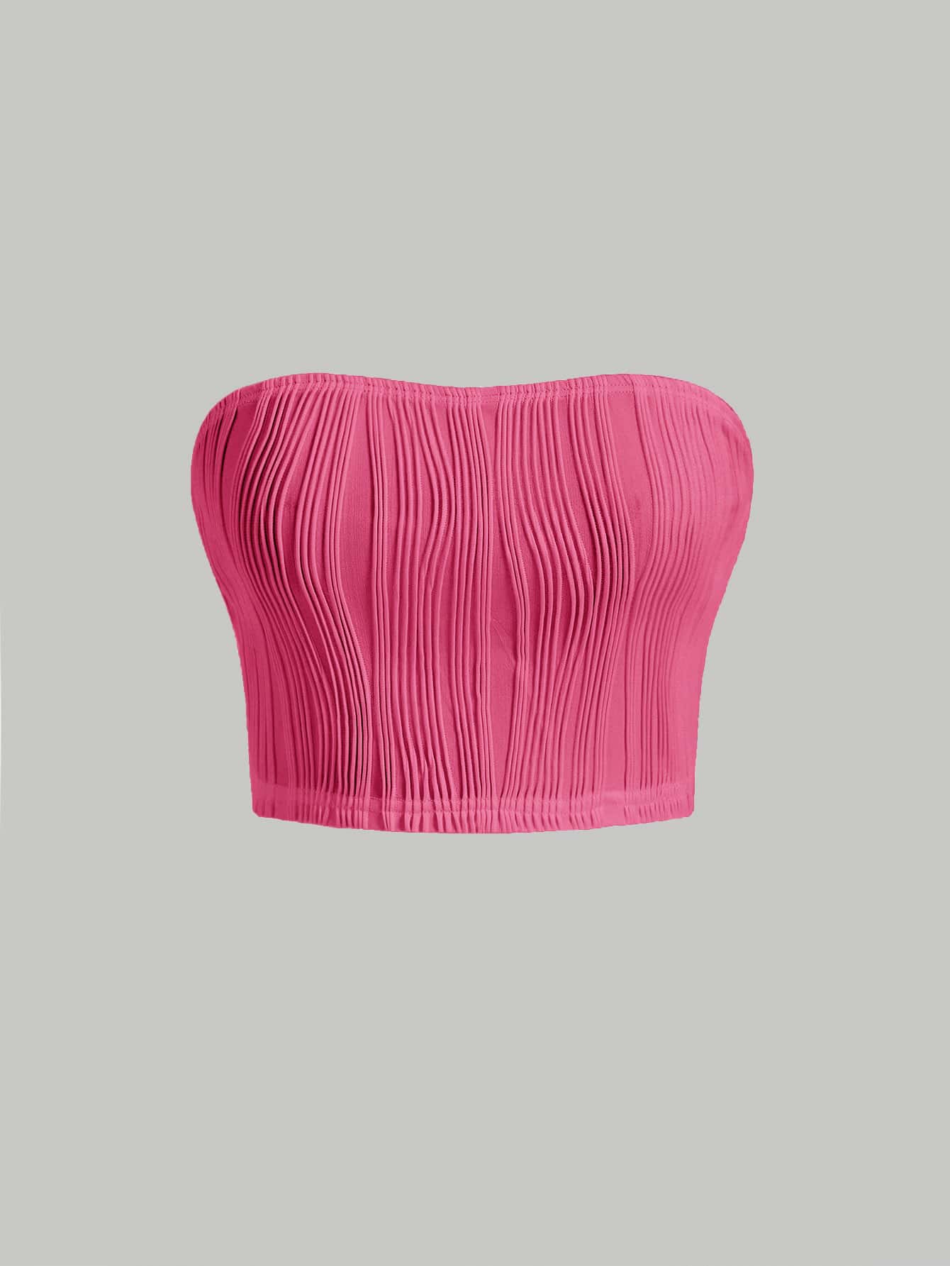 SHEIN MOD 素色抹胸上衣 - 粉色 - 查看 1