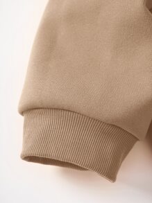 INAWLY Áo nỉ Plus Size Dây kéo màu trơn Giải trí - Lạc đà - Xem 6