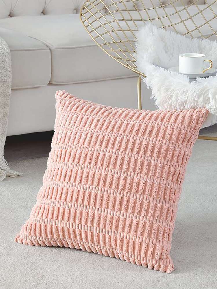 1 pieza rosado decorativo Cojín minimalista de tela Funda de cojín para casa - Rosa - Añade 5
