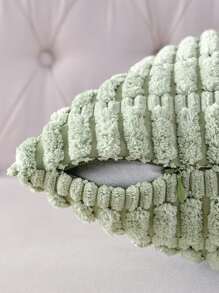 1入組布藝靠墊套簡約綠色毛絨裝飾抱枕套無填充物適用於沙發 - 綠色 - 查看 3