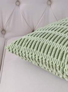 1入組布藝靠墊套簡約綠色毛絨裝飾抱枕套無填充物適用於沙發 - 綠色 - 查看 4