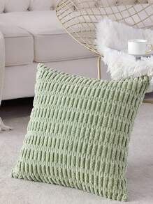 1入組布藝靠墊套簡約綠色毛絨裝飾抱枕套無填充物適用於沙發 - 綠色 - 查看 5