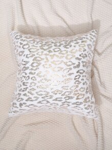 1件兔子毛绒工艺金色压花豹纹图案枕套，简约舒适柔软，适合长沙毛枕套，不含枕芯 - 彩色 - 查看 4