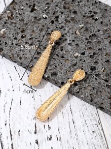 QUINNIA 亮片細節水滴形耳墜 - 金黃色 - 查看 4