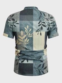 Manfinity Men Leaf Print Button Up Shirt - Multicolor - View 2