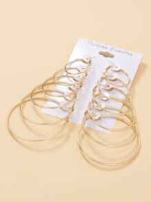 6pairs/set Minimalist Hoop Earrings Classic Golden Hoop Earrings Set Charms Jewelry Gift Birthday Gifts For Women Wife Girls Her 6 Pairs - Yellow Gold - View 2