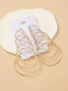 6pairs/set Minimalist Hoop Earrings Classic Golden Hoop Earrings Set Charms Jewelry Gift Birthday Gifts For Women Wife Girls Her 6 Pairs - Yellow Gold - View 3