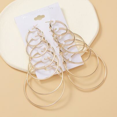 6 perechi/set Cercei cerc minimalisti Set cercei cerc aurii clasici Brelocuri Bijuterii Cadou Cadouri de aniversare pentru femei Soție Fete Ei 6 perechi