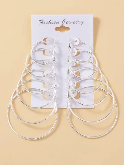 6pairs/set Minimalist Hoop Earrings