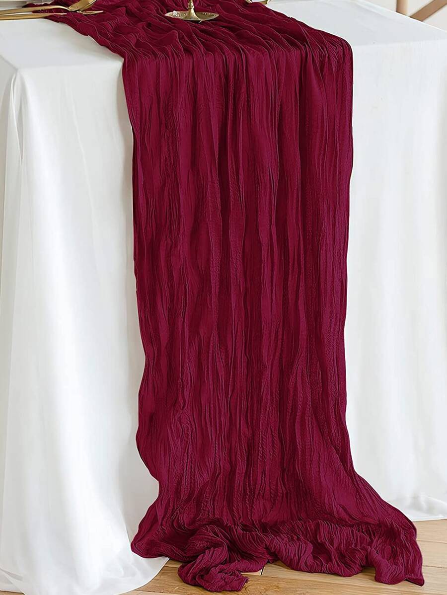 1 PC Đồng Màu Chạy Bàn, Polyester Tối Giản Chạy Bàn Cho Gia Đình - Màu Đỏ Sâu - Xem 1