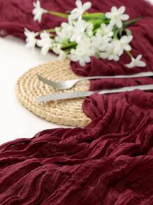 1 PC Đồng Màu Chạy Bàn, Polyester Tối Giản Chạy Bàn Cho Gia Đình - Màu Đỏ Sâu - Xem 3