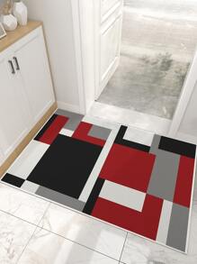 1 pieza Alfombra interior exterior con patrón geométrico puerta moderno poliéster para casa - Multicolor - Ver 5