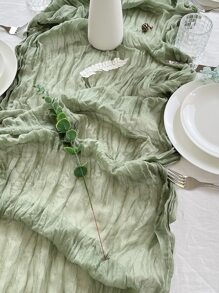 1 Đồng Màu Bàn Á Hậu Tối Giản Polyester Vải Xếp Chi Tiết Bếp Bàn Á Hậu Cho Đảng - màu xanh lá - Xem 2