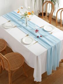 1 Bé Xanh Dương Chạy Bàn, Tối Giản Polyester Bếp Bàn Chạy Cho Đám Cưới, Tiệc - Màu xanh nhạt - Xem 1