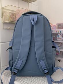 Mochila clásica con estampado de letra con diseño de hebilla - Azul - Ver 2