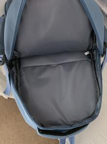 Mochila clásica con estampado de letra con diseño de hebilla - Azul - Ver 5