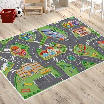 1 张城市交通房间装饰游戏地毯防滑地毯