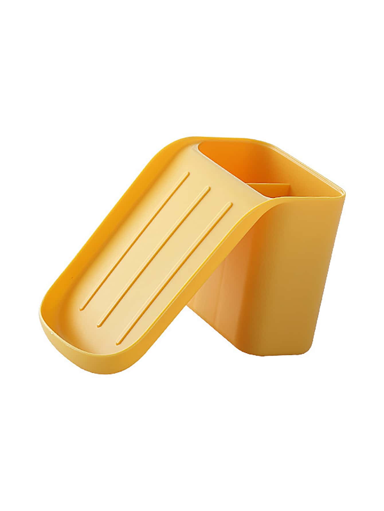 1pc Multifunction Punch-Free Plastic Storage Rack, Minimalist Yellow 2 In 1 Storage Rack For Bathroom Bathroom Accessories - Yellow - View 1