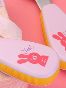 1 Juego de 2 piezas de cuchara y tenedor portátil de dibujos animados, cubiertos para niños de color rosa macarrón - Multicolor - Ver 2